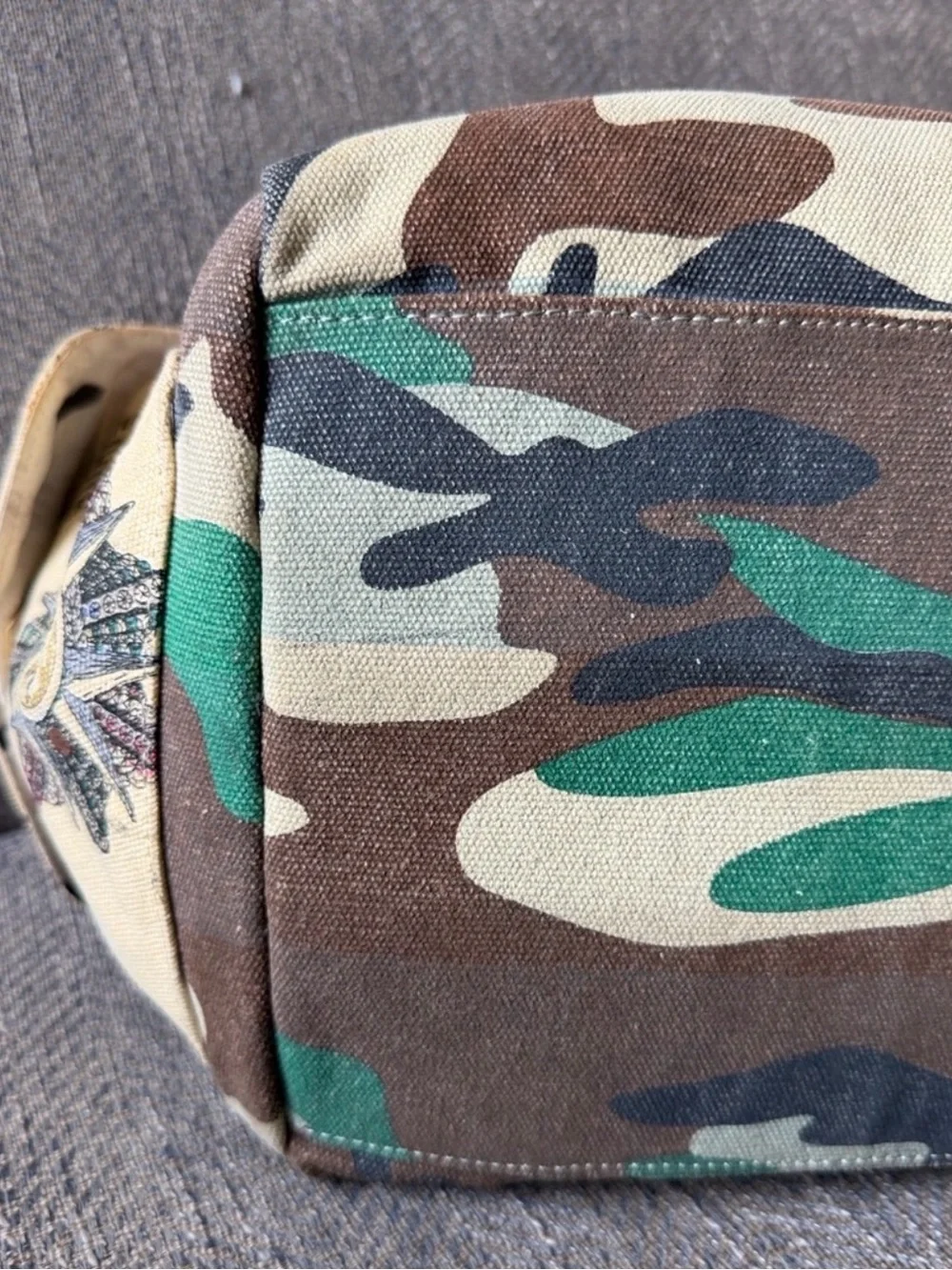 Y2K Harajuku Lovers by Gwen Stefani Embroidered Camouflage Toaster Style Bag